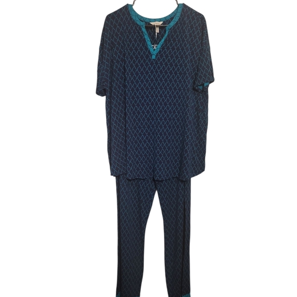 Soma Green Blue Pajama Set Wide Leg, Plus Size XLT/XXL - Picture 1 of 8